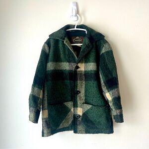 Vintage Kids Wool Plaid Canadian Camper Coat Sz 5 mohair made in canada